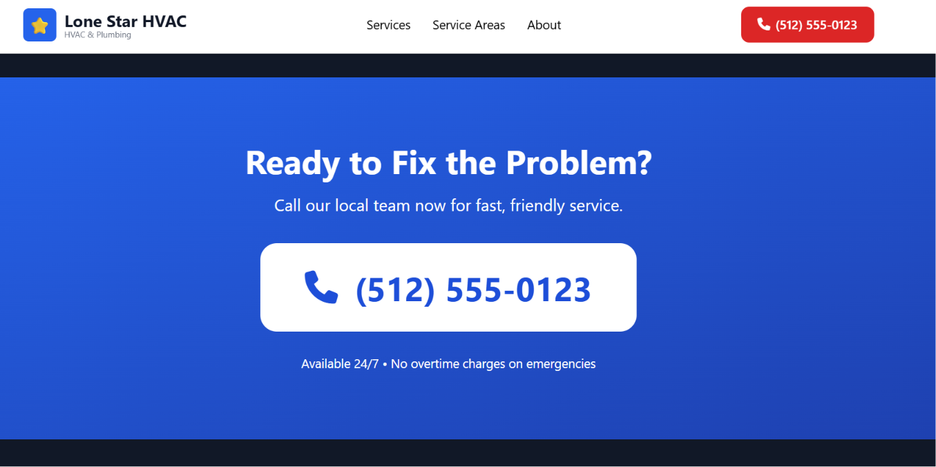 Lone Star HVAC website design